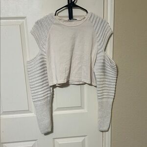 White Knit Cold Shoulder Sweater